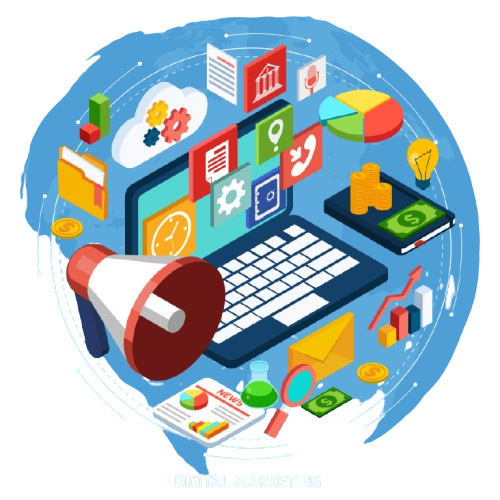 Animated illustration of digital marketing services